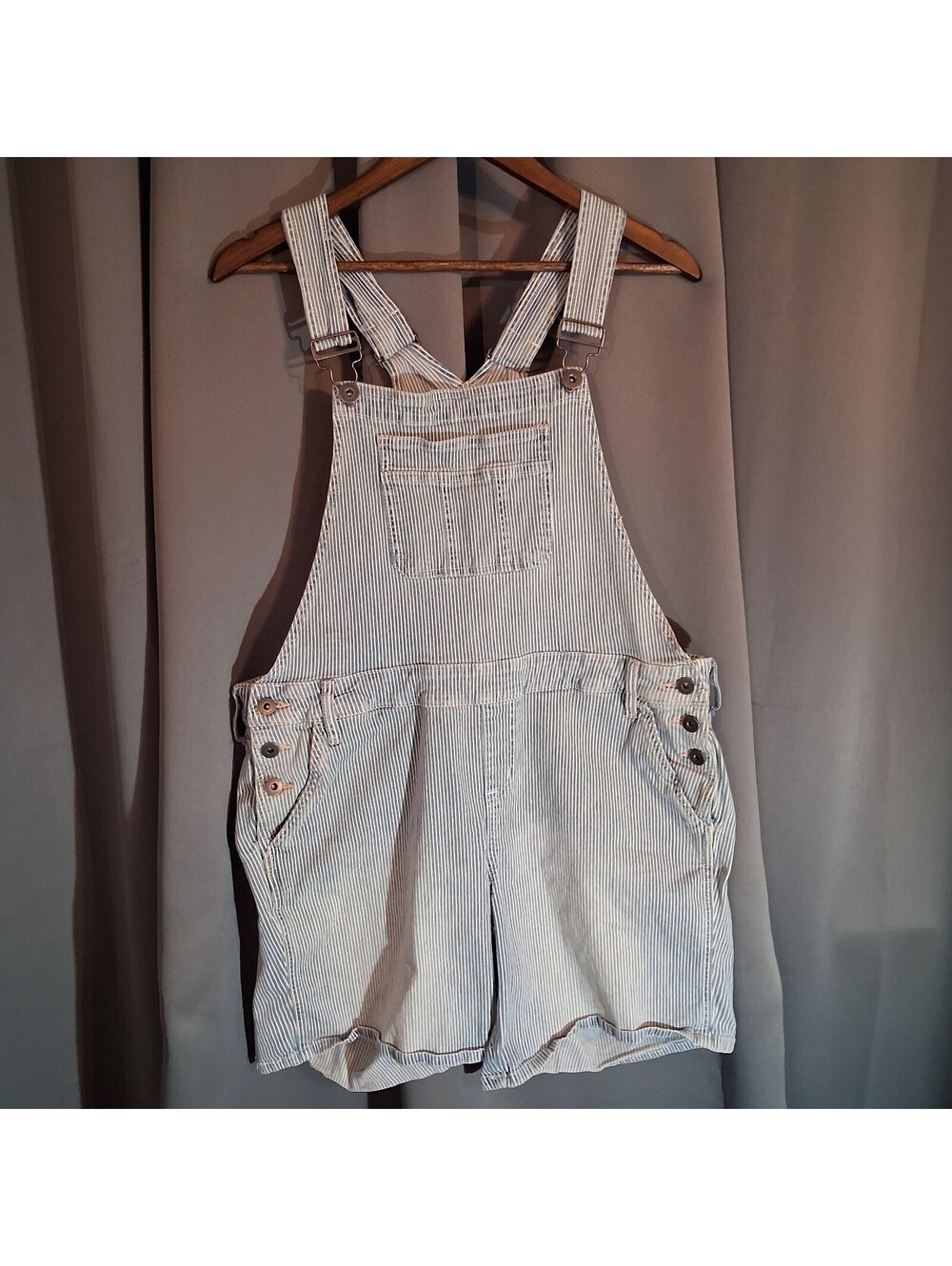 Torrid Denim Pinstripe Shortalls Overalls Size 16